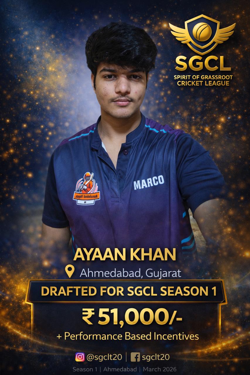 Drafted player of SGCL Cricket League Season 1