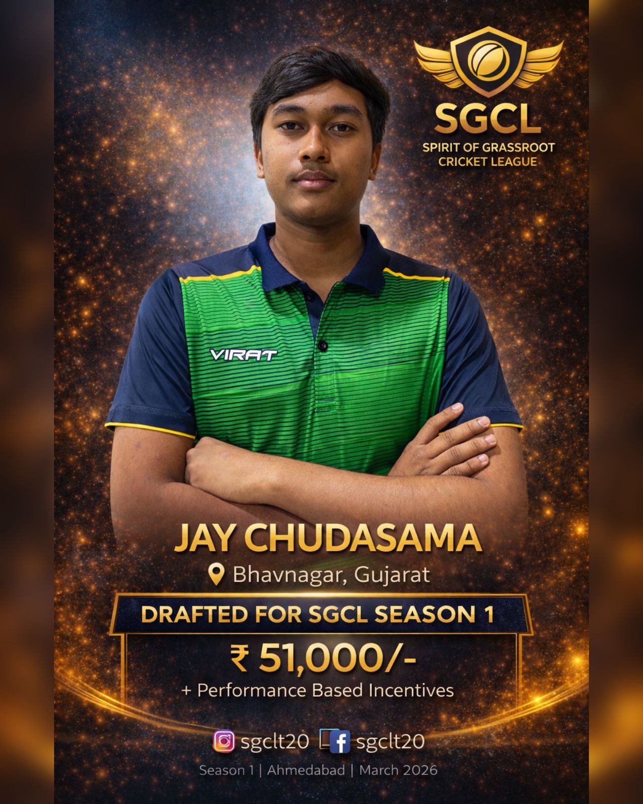 Drafted player of SGCL Cricket League Season 1